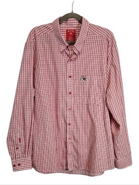 KC Chiefs Antigua Men's Red Gingham Button-Down Shirt, Size XL
